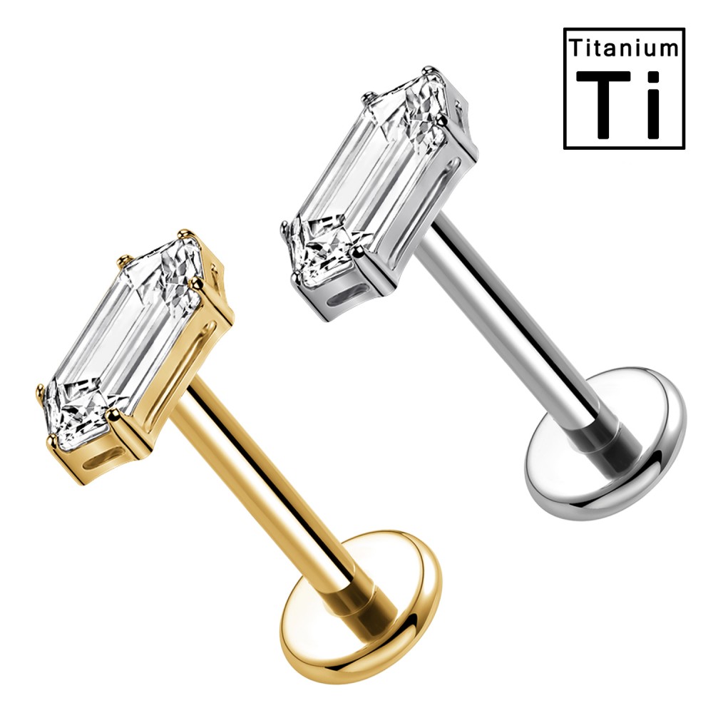 PWC-253 PWC-253 Piercing Labret in Titanio con Cristallo Rettangolare PWC-253 PWC-253 Piercing Labret in Titanio con Cristallo Rettangolare