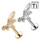 PWC-264 Piercing Labret in Titanio a Forma di Foglia con Cristalli PWC-264 Piercing Labret in Titanio a Forma di Foglia con Cristalli