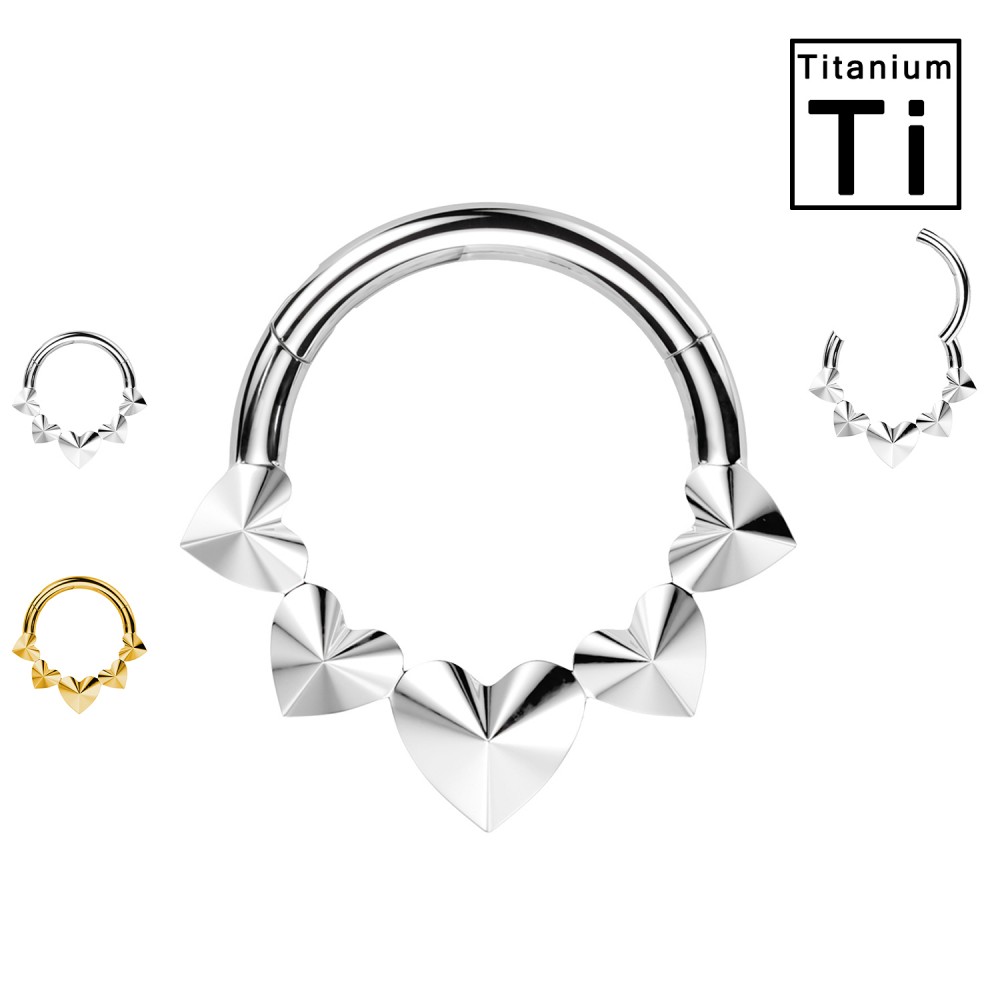 PWY-802 Titanium Clicker Hoop with hearts