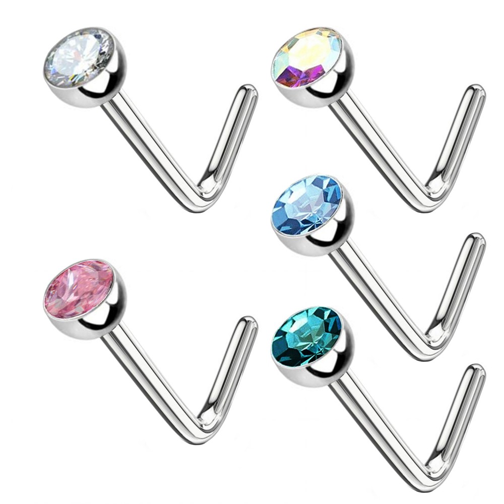 PBS-021  Piercing Stud Nose Colorful Bent