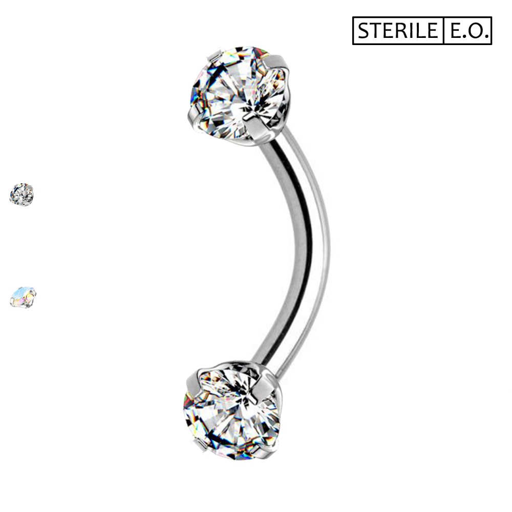 PMS-025 Eyebrow Piercing Sterile with Crystals