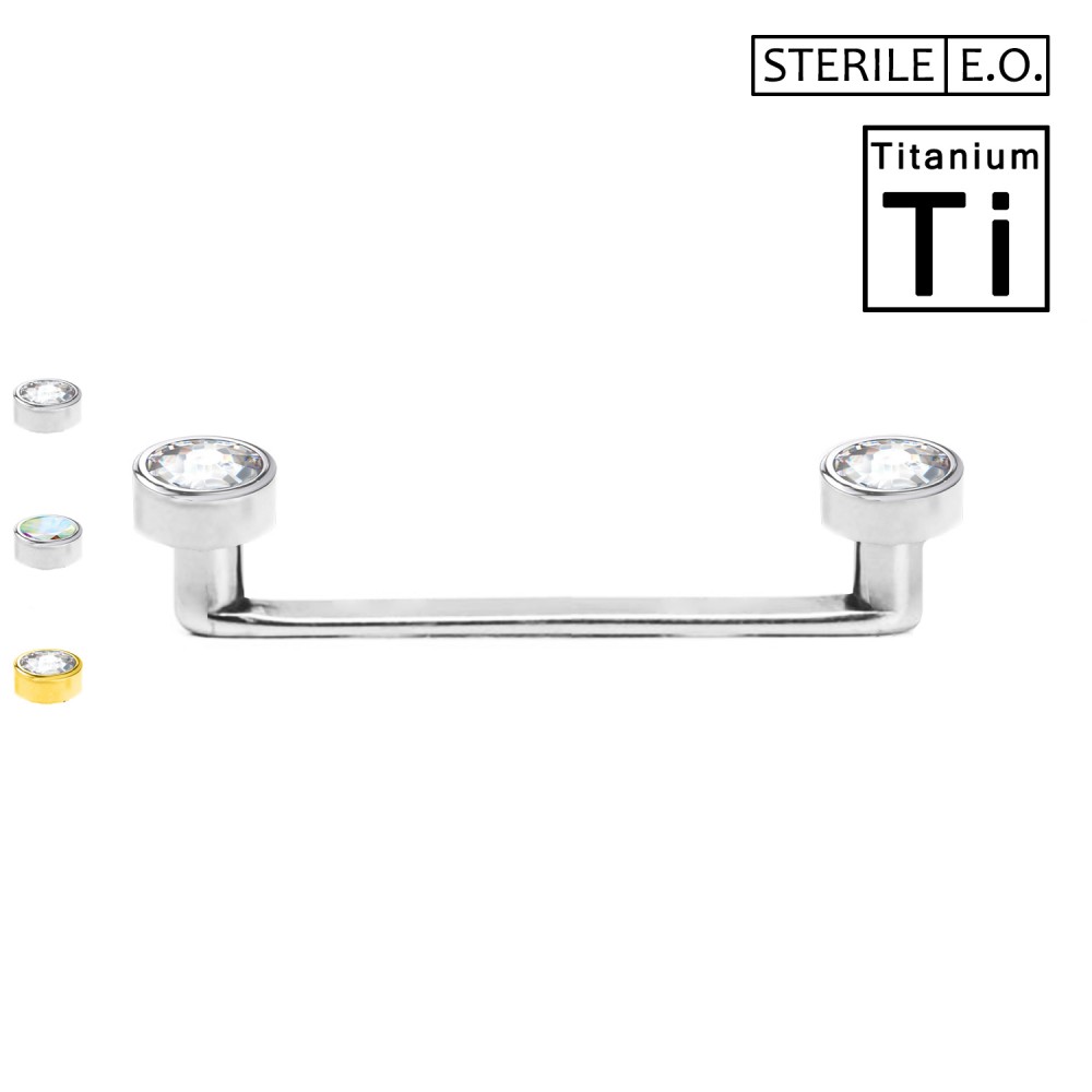 PTS-005 Surface Barbell Sterile with crystals in Titanium