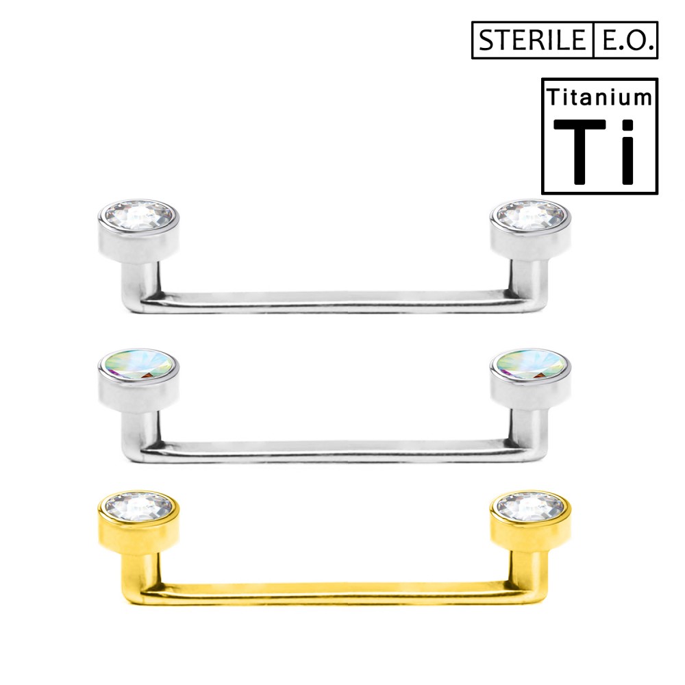 PTS-005 Surface Barbell Sterile with crystals in Titanium