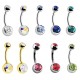 PD-005 Navel Piercing with 2 Crystal 4/6 mm