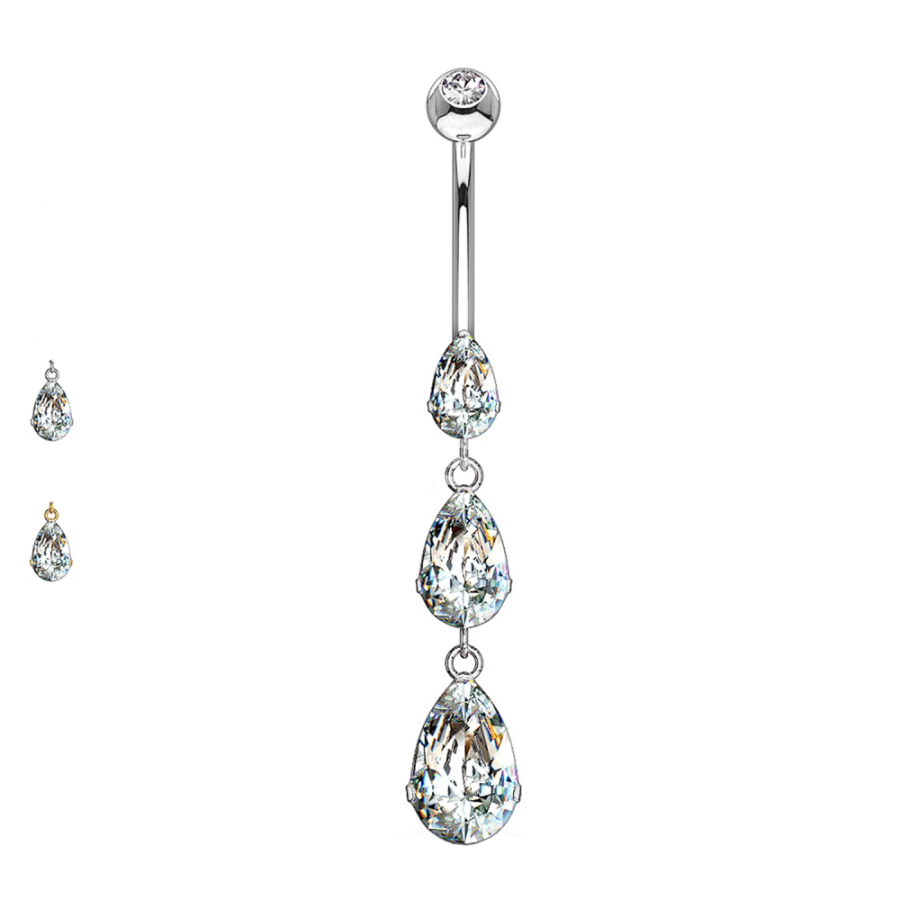 PD-035 Navel Piercing with Crystal
