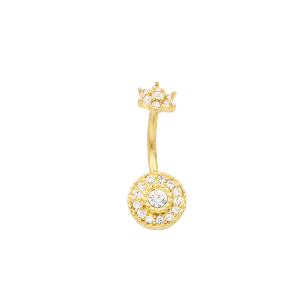 PD-076 Belly button piercing Banana Multi-Crystal