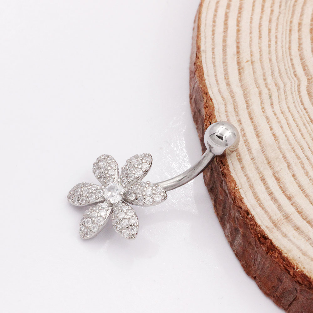PD-113 Belly button piercing Banana Crystal Flower