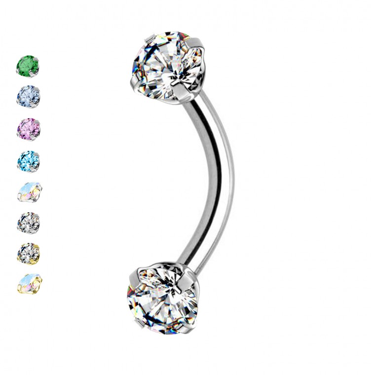 PD-171 Zwei Kristalle Banane Bauchnabelpiercing  PD-171 Zwei Kristalle Banane Bauchnabelpiercing