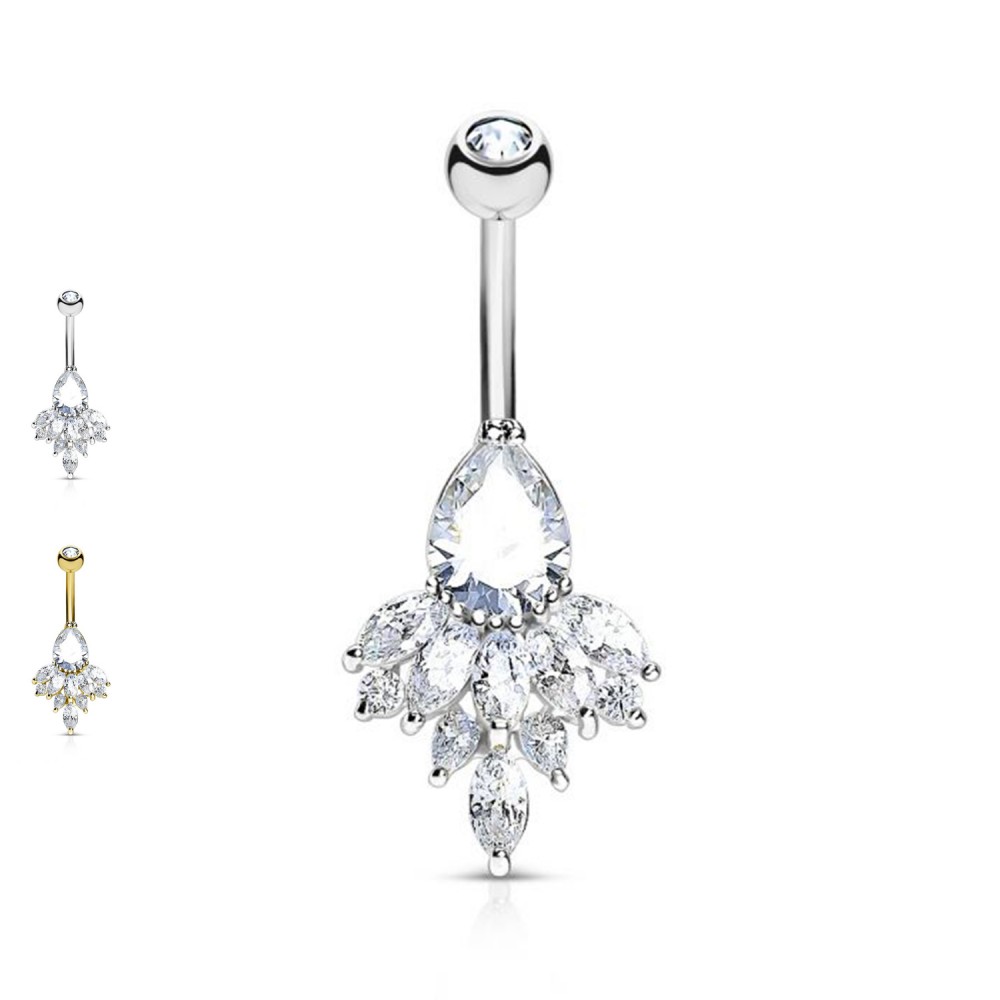 PD-177 Piercing Banana Belly Button with Crystal