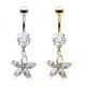 PD-180 Piercing Banana Belly Button with Crystal Flower