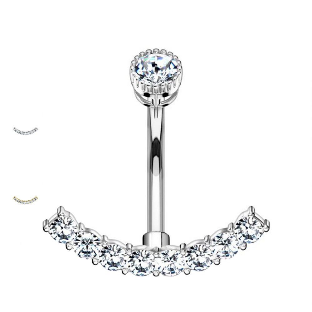 PD-185 Piercing Banana Belly Button with Crystals