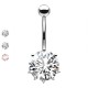 PD-184 Piercing Banana Belly Button with Round Crystal