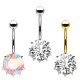 PD-184 Piercing Banana Belly Button with Round Crystal