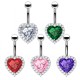 PD-203 Navel Piercing with Crystal - Heart