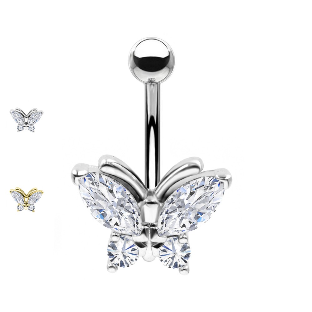PD-205 Navel Piercing with Butterfly Crystal