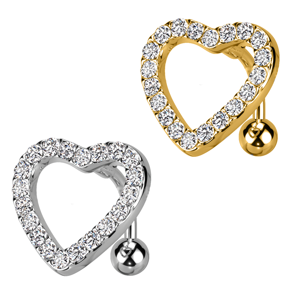 PD-229 Belly button piercing Banana with Heart Crystals