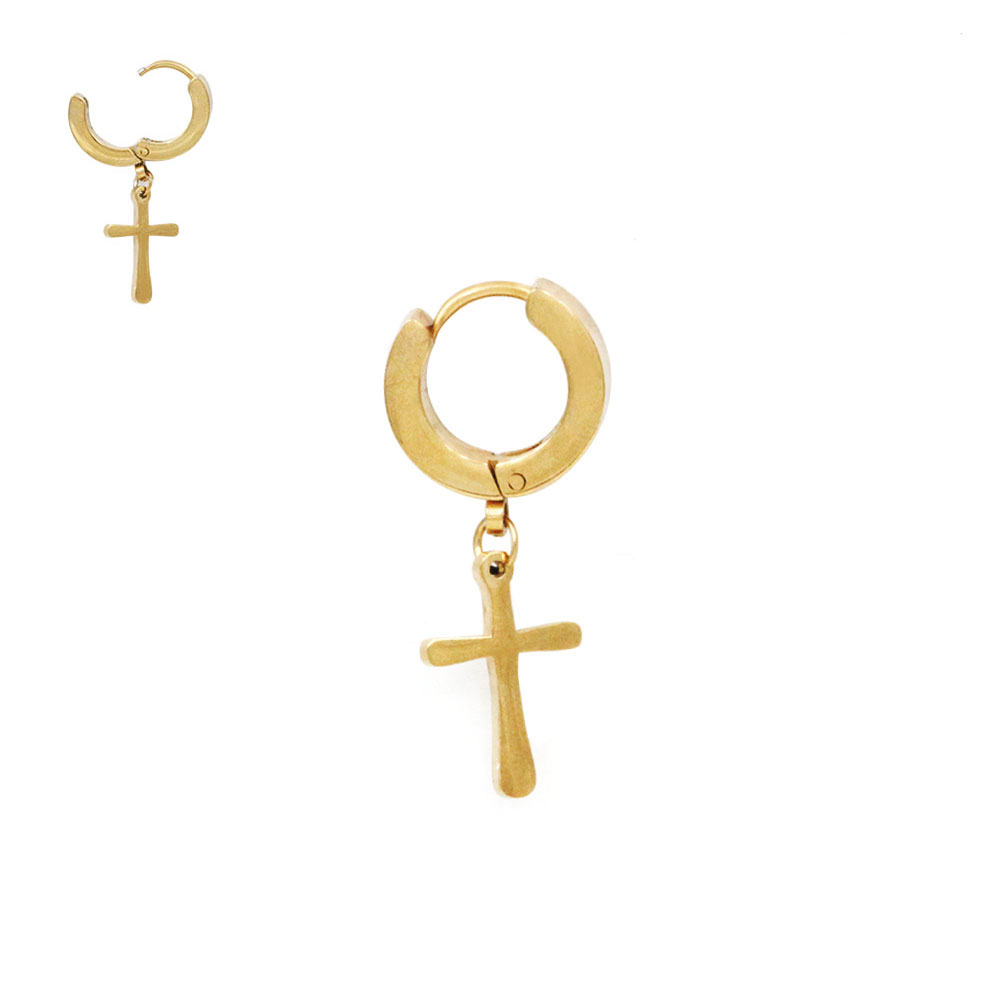 PO-027 Circle Earring with Cross Pendant