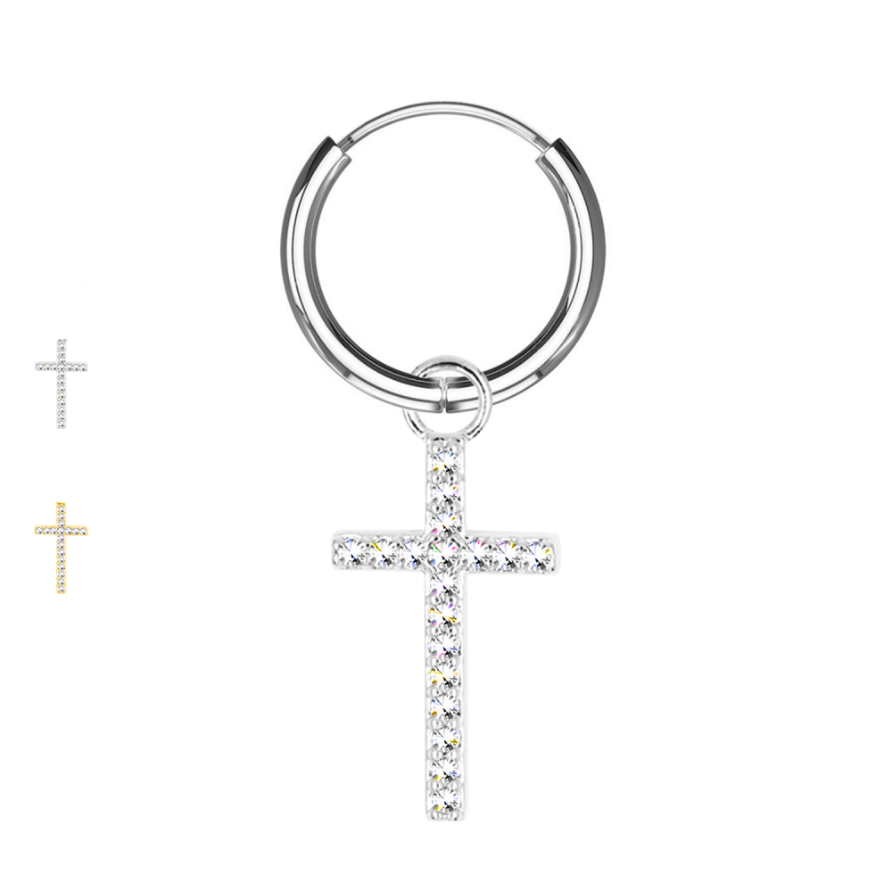 PO-028 Circle Ring Earring with Cross Pendant