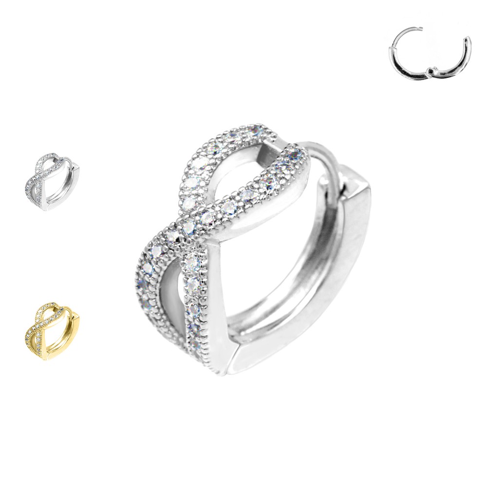 PO-409 Ear Piercing Twisted Rows with Crystals