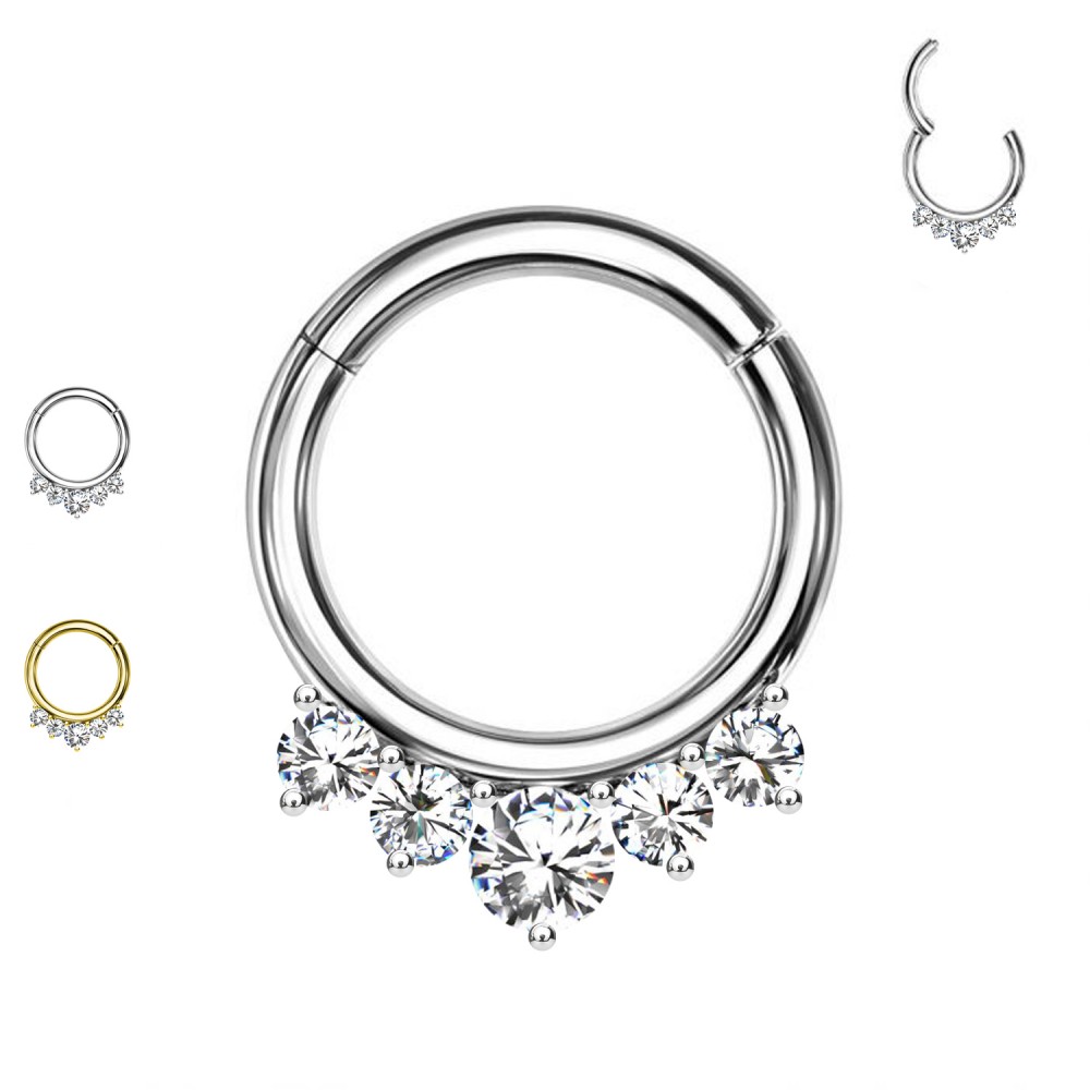 PO-433 Ear Piercing Ring Basic with Crystals