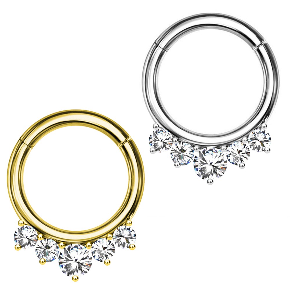 PO-433 Ear Piercing Ring Basic with Crystals