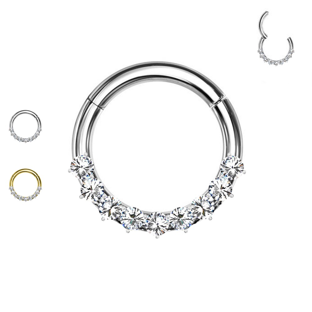 PO-434 Ear Piercing Ring Basic with Crystals