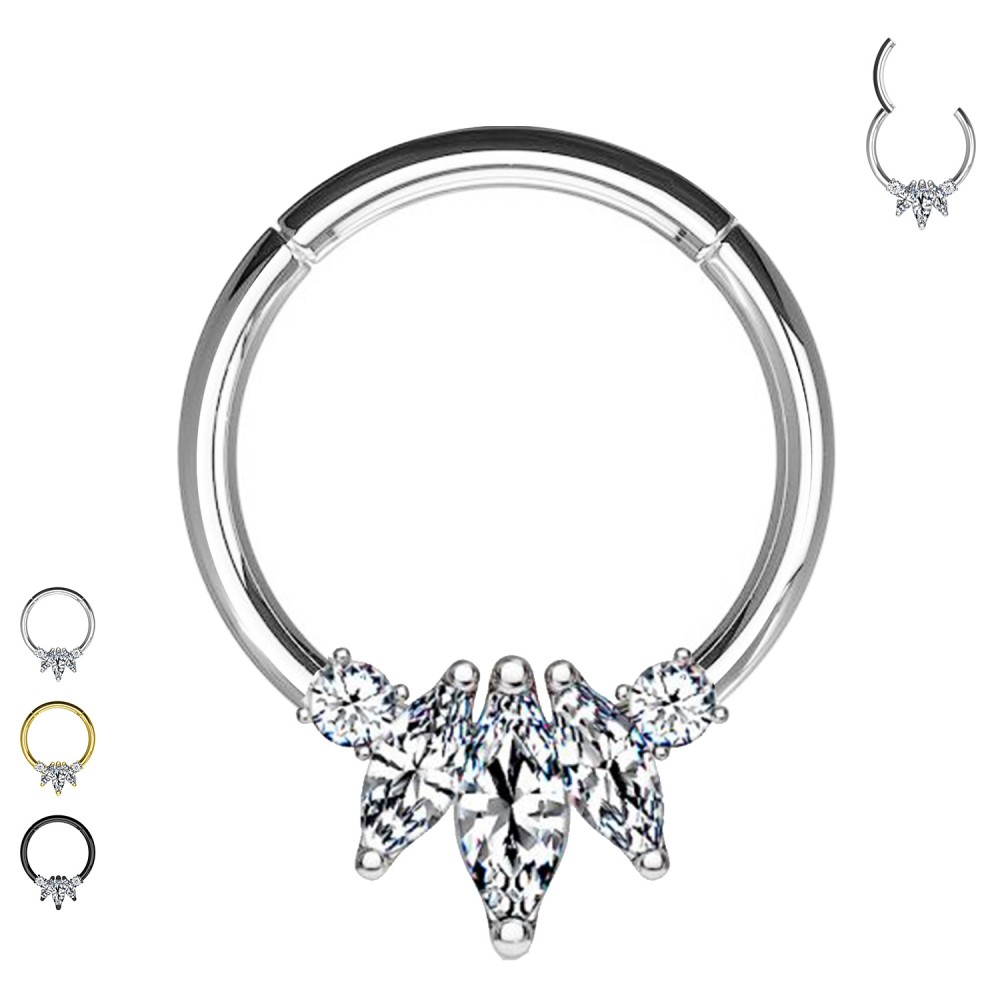PO-435 Ear Piercing Ring Basic with Crystals