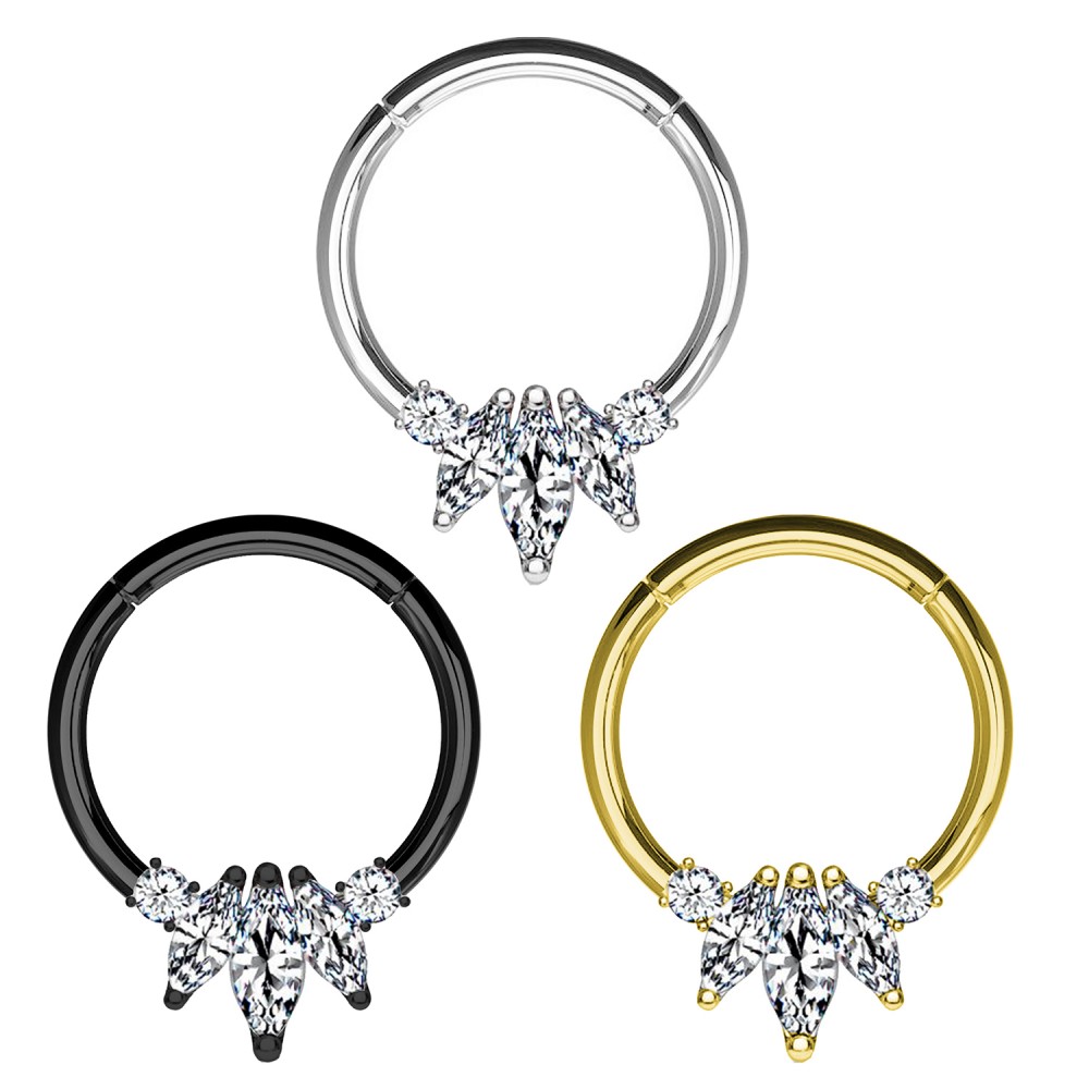 PO-435 Ear Piercing Ring Basic with Crystals