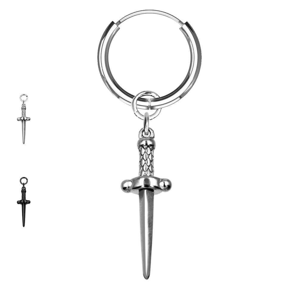 PO-448 Circle Earring with Sword Pendant