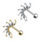 PO-455 Ear Piercing Barbell Stud with Petal Shaped Crystals