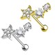 PO-484 Piercing Orecchio Barbell Stud con Cristalli STELLE