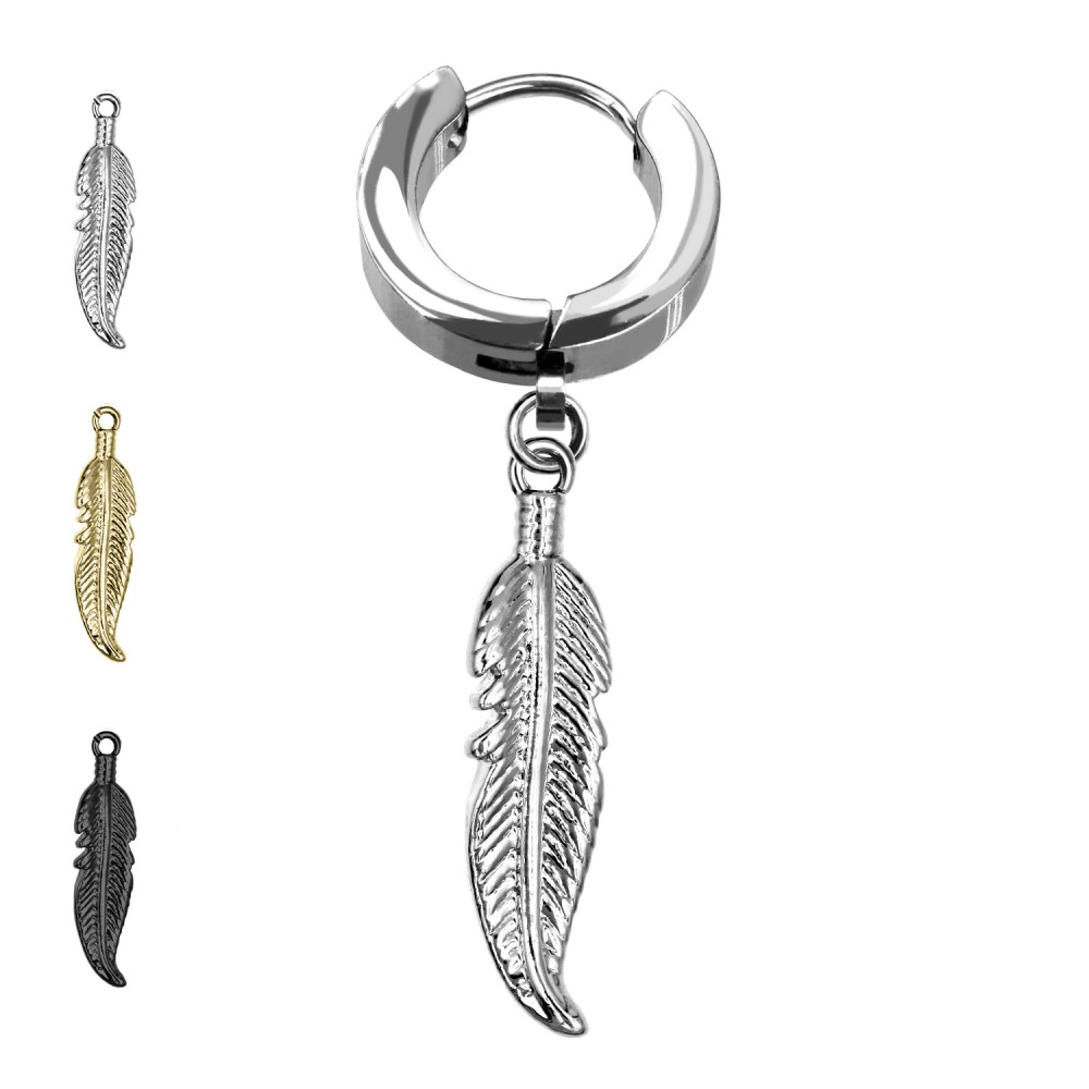 PO-066 Earring with Pendant Feather
