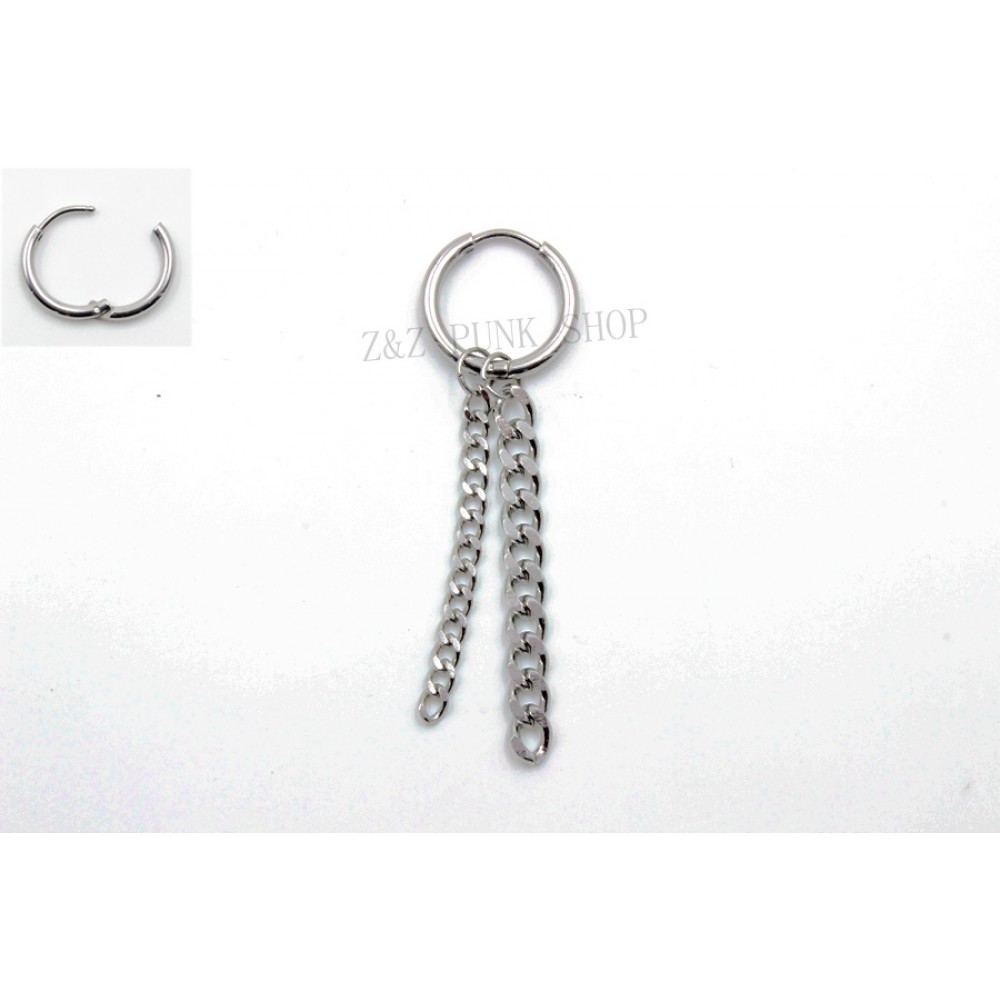 PO-120 Circle Earring with Double Chain