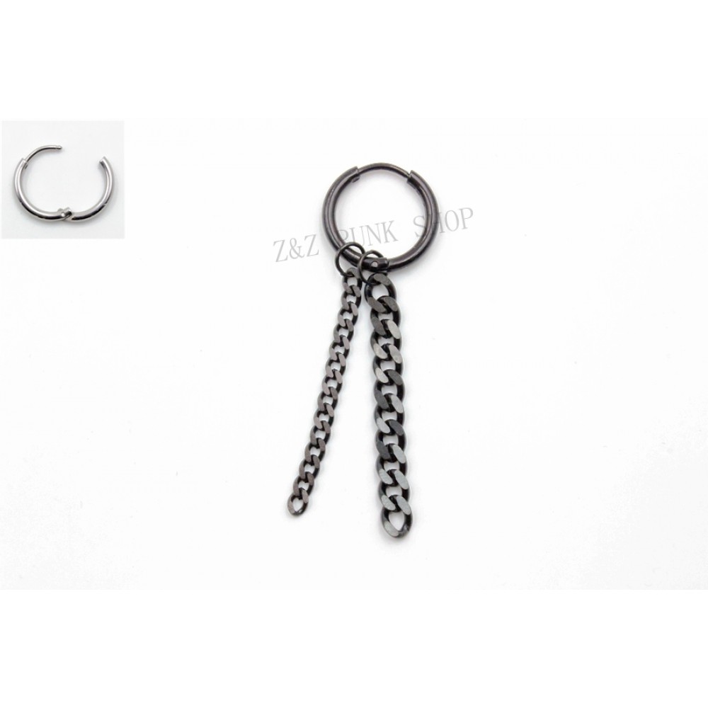 PO-120 Circle Earring with Double Chain