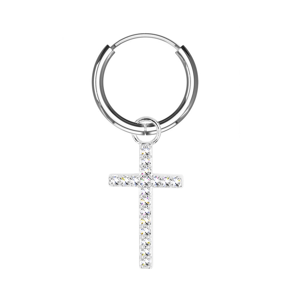 PO-330 Ring Earring with Cross Pendant