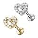 PC-075 Studs Cartilage Heart with crystals