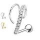 PO-376 Ear Piercing Singlow Row with Crystals and Hook
