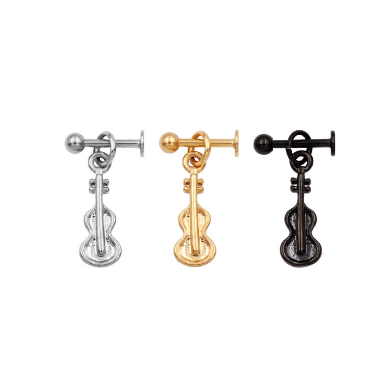 PO-138 Stud Orecchino con Ciondolo Chitarra PO-138 Stud Orecchino con Ciondolo Chitarra