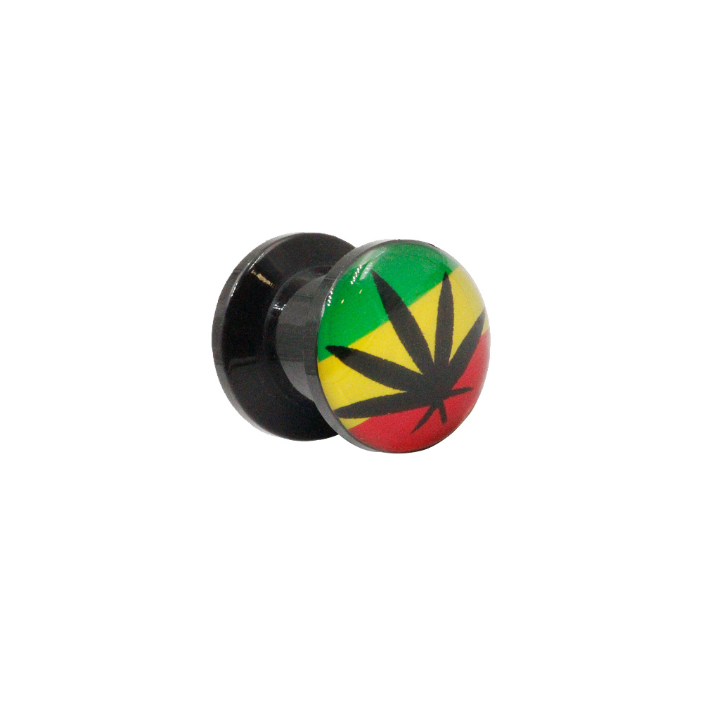 PE-005 Plug Black with Leaf in Tricolor Background