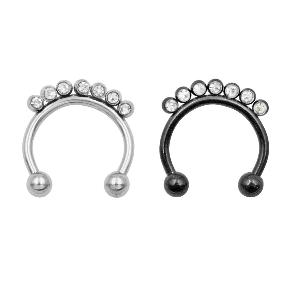 PJ-012 Fake Septum Clip with Crystal Beads
