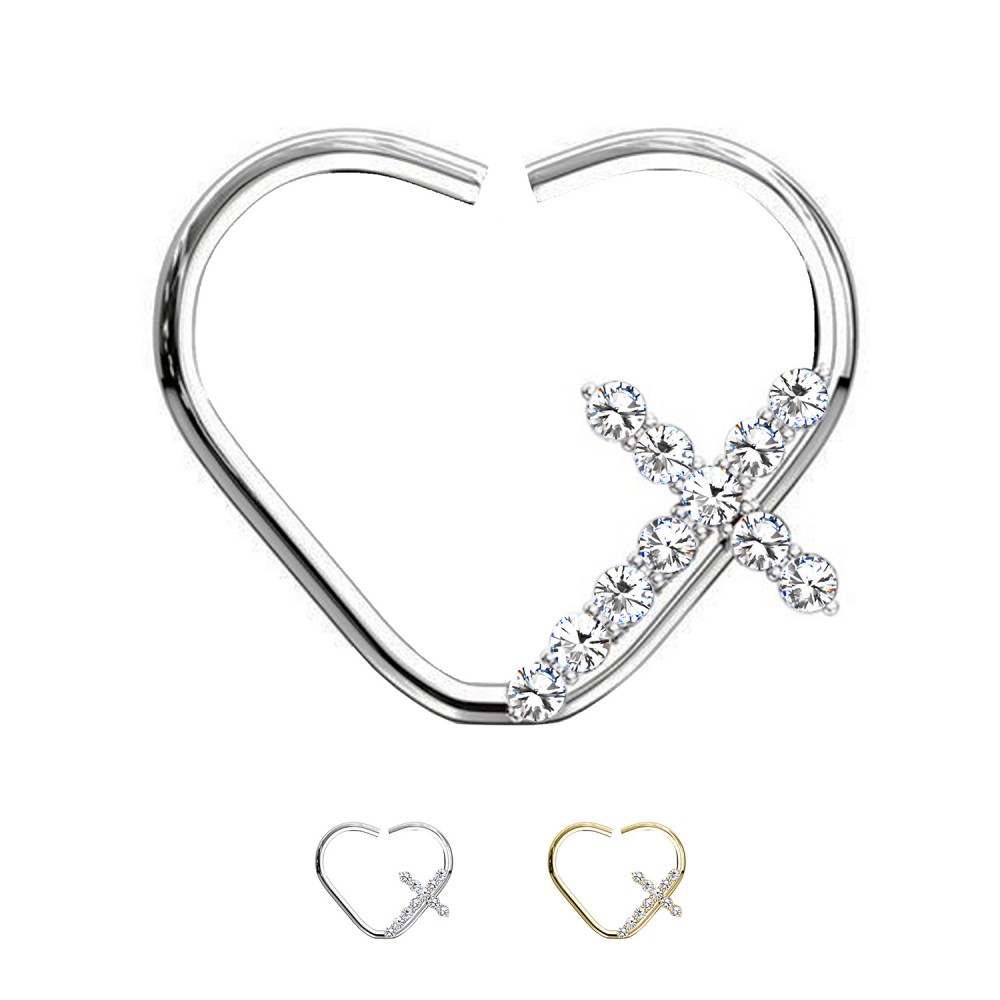 PJ-067 Piercing Heart Shape with Cross