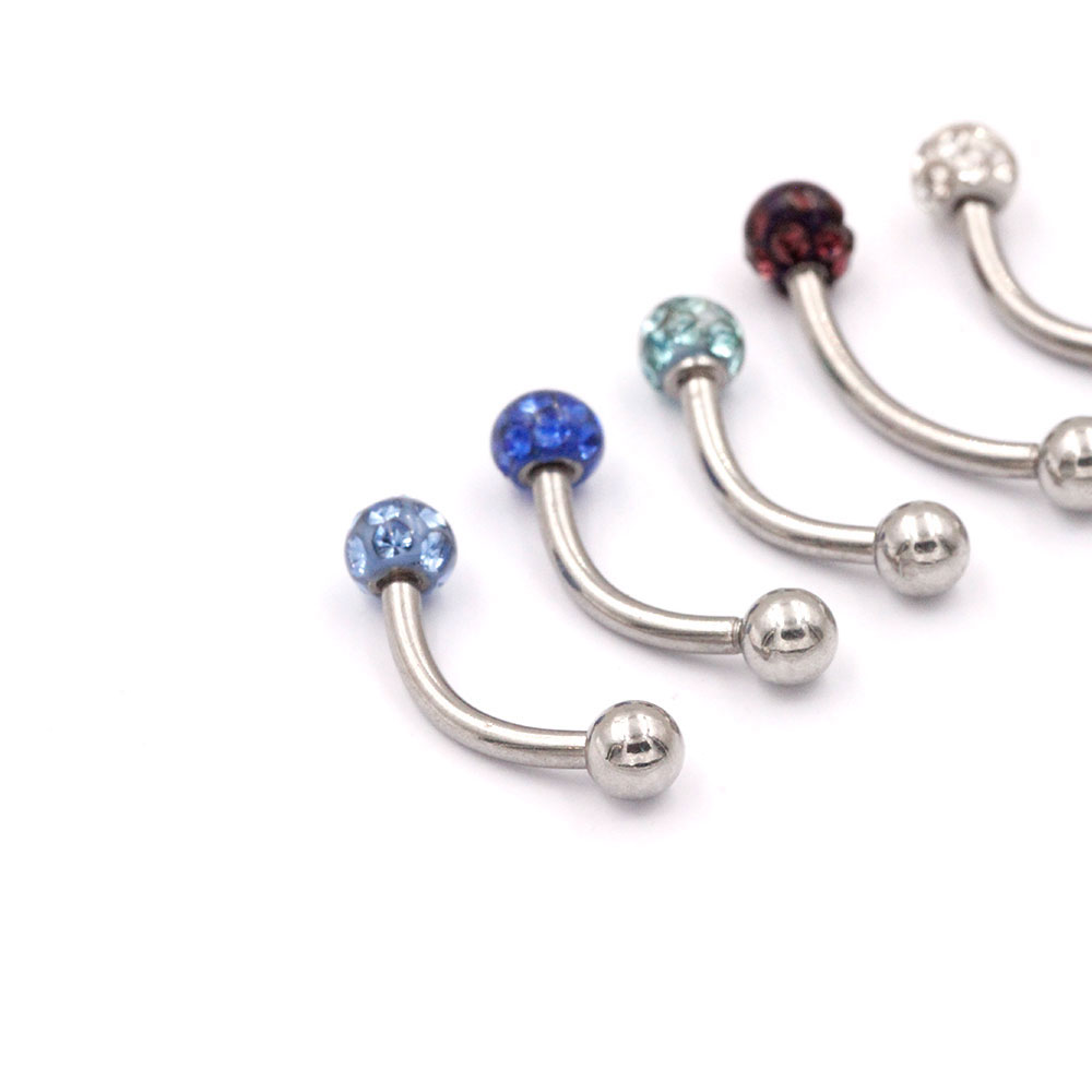 PM-021 Eyebrow Piercing with single Ball made of cristals