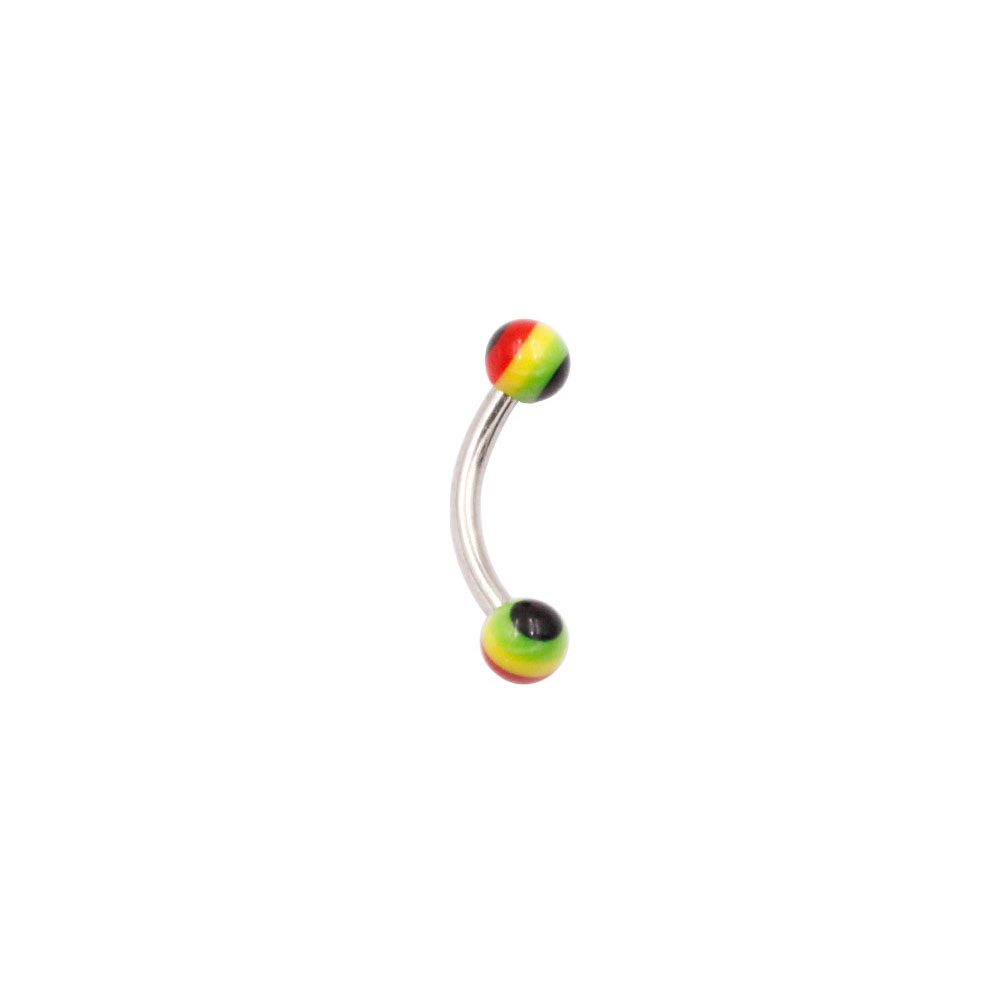 PM-006 Eyebrow Piercing with Banana shape and Multicolor Ball