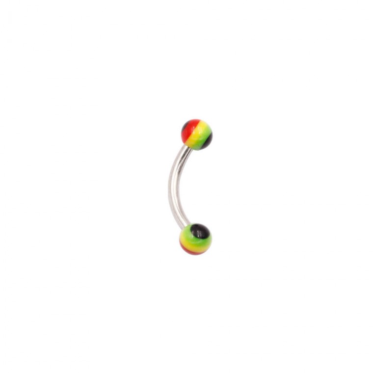 PM-006 Eyebrow Piercing with Banana shape and Multicolor Ball