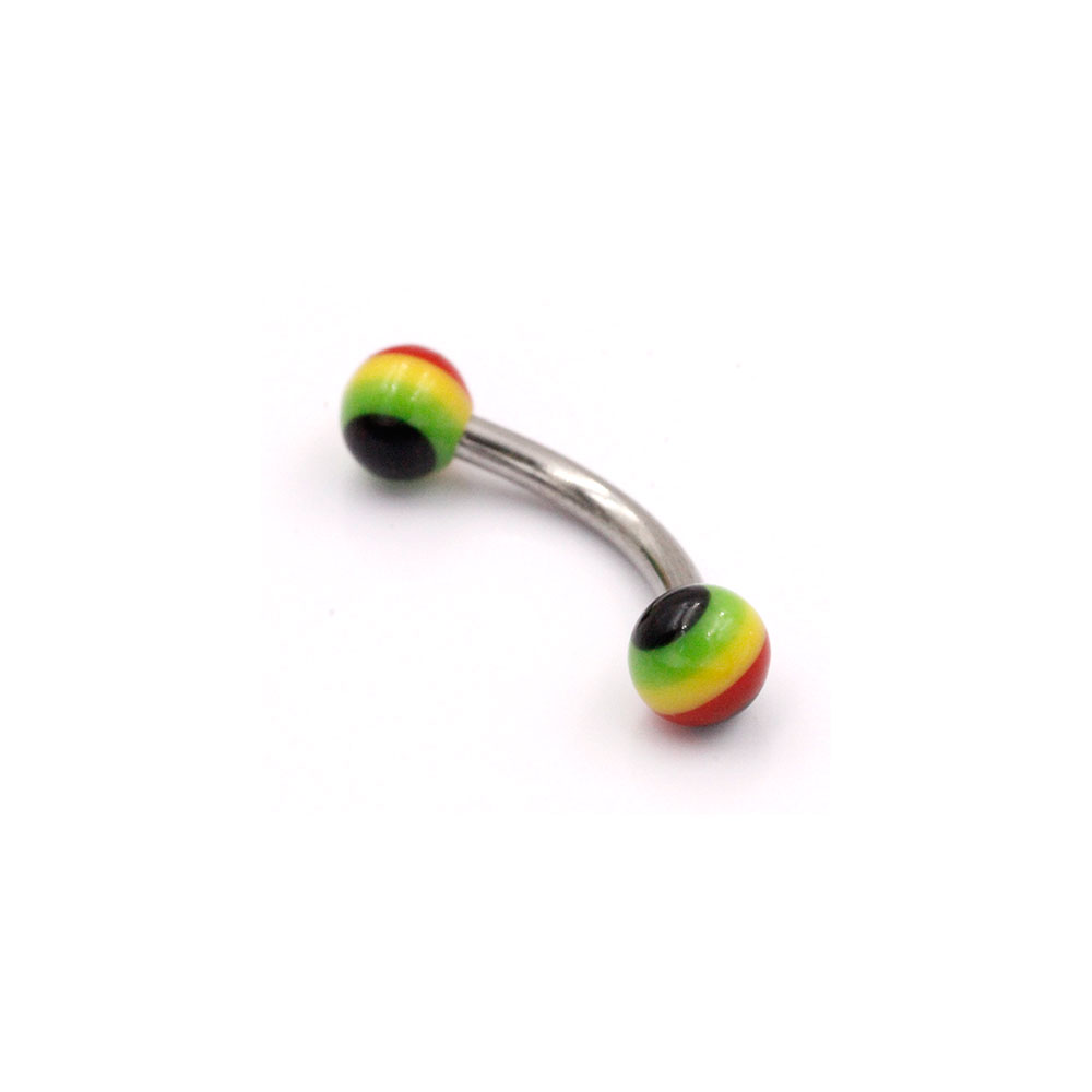 PM-006 Eyebrow Piercing with Banana shape and Multicolor Ball