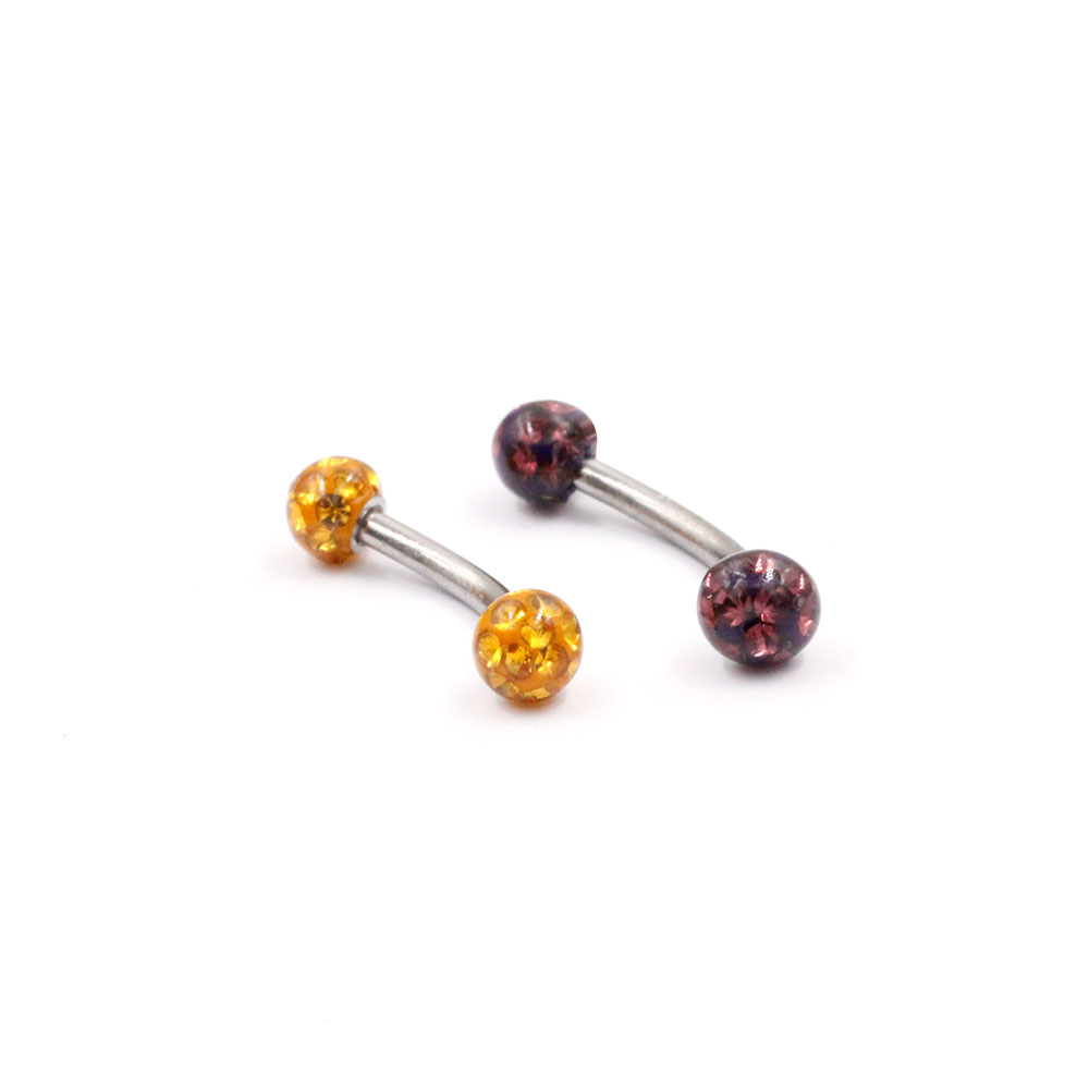 PM-020 Eyebrow Piercing with Banana shape and Double Balls