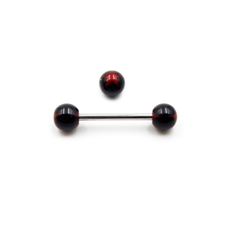 PL-019 Barbell Black Balls with Red Star