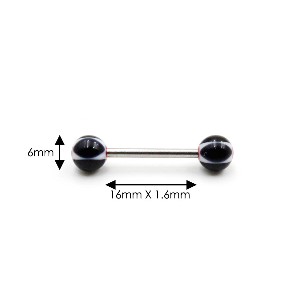 PL-027 Barbell Black Balls with White and Red Texture