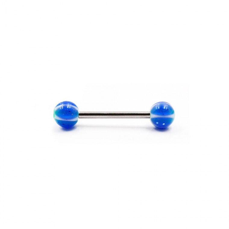 PL-078 Barbell with Acrylic Blue and Green Balls