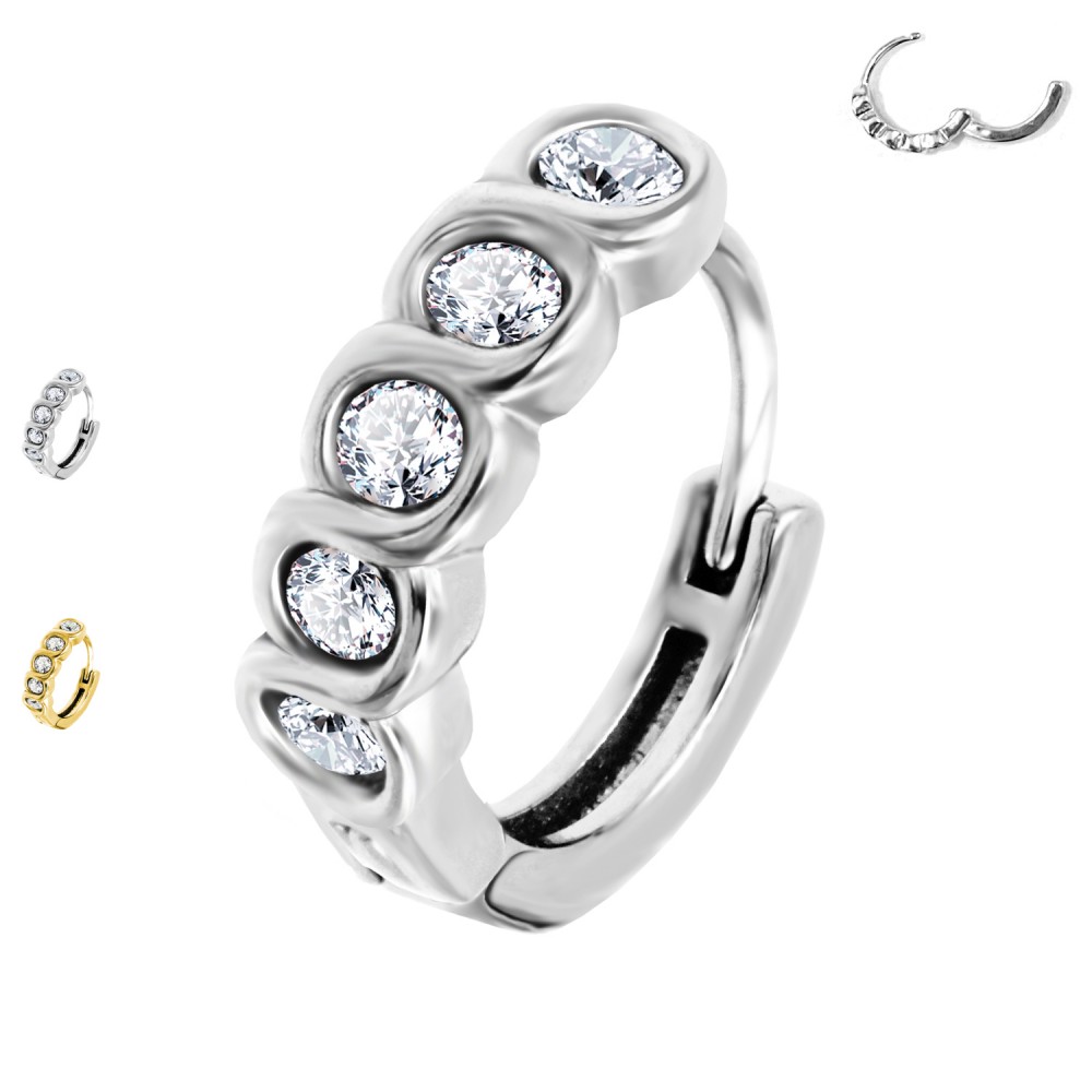 PY-112 Piercing Ring with Crystal